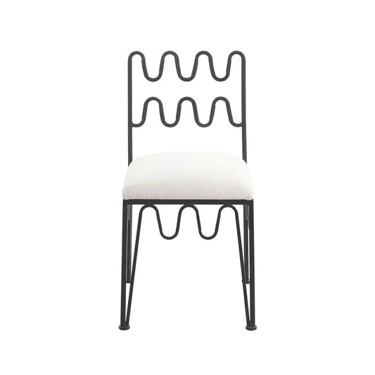 Fabric and Metal Dining Chair in Grey and Black