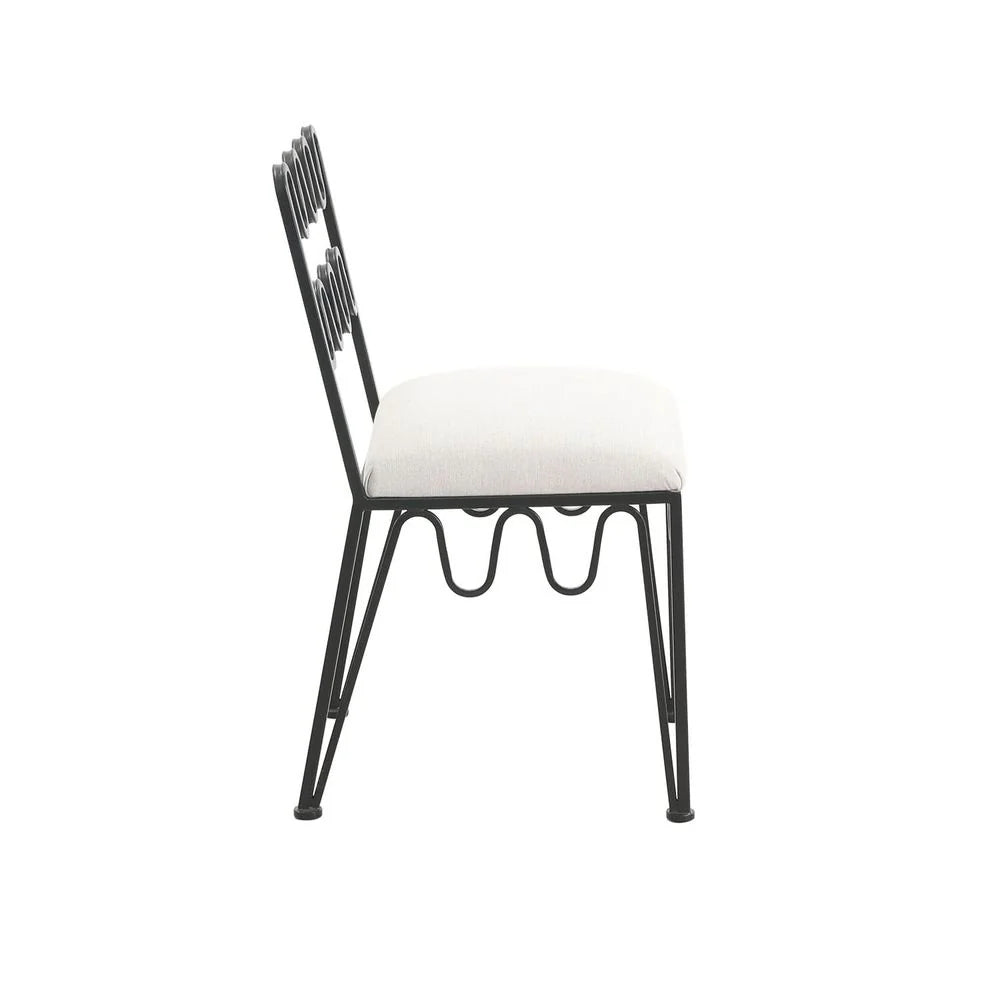 Fabric and Metal Dining Chair in Grey and Black