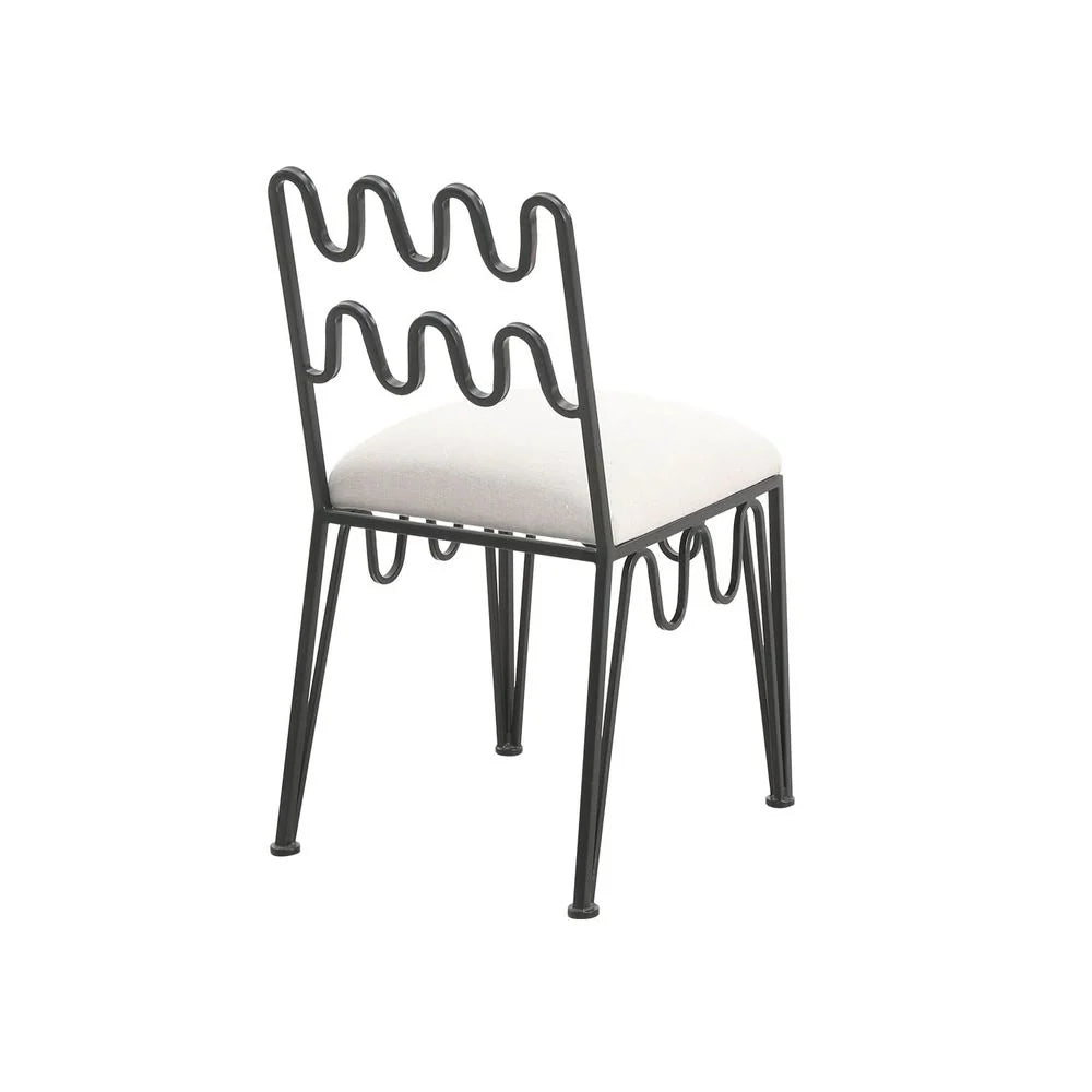 Fabric and Metal Dining Chair in Grey and Black