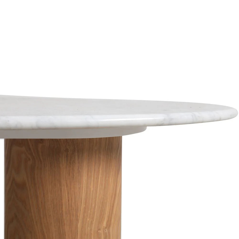 Ash Veneer and Marble Coffee Table in White and Natural, 51.2-Inch