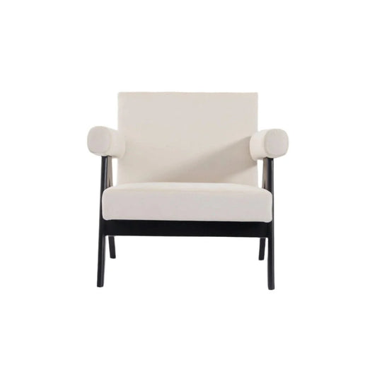 Ash and Velvet Lounge Chair in Black and Beige