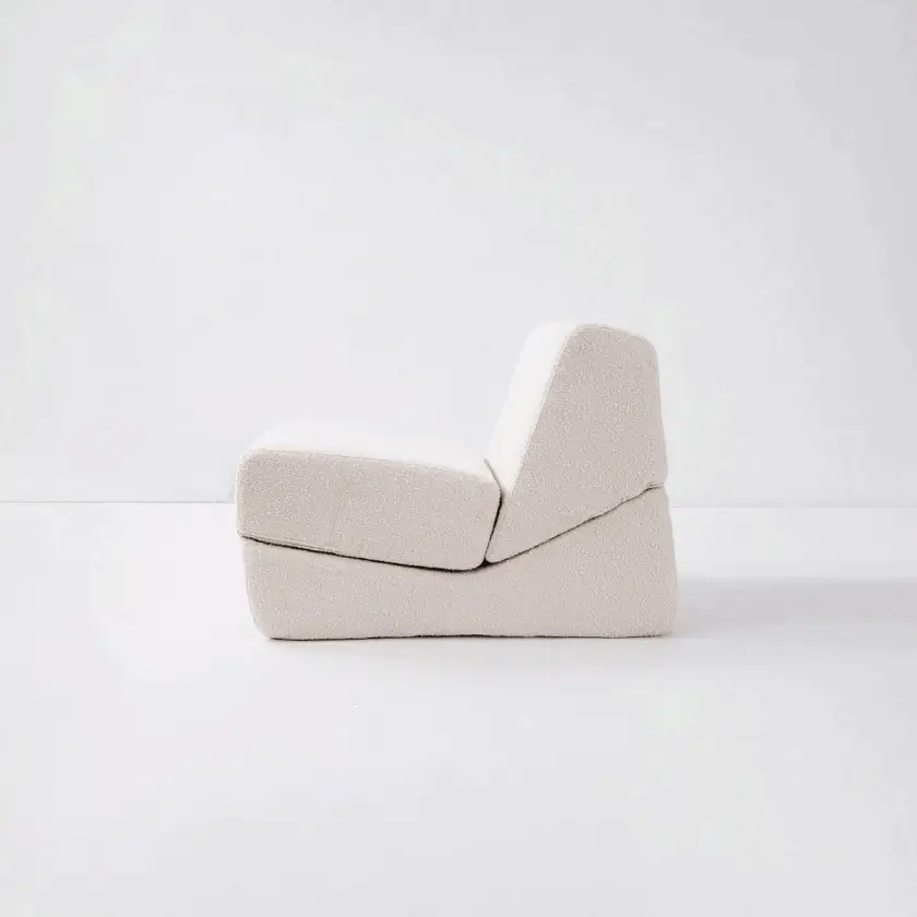 Off-White Boucle Convertible Lounge Chair – FYC1391OWHT
