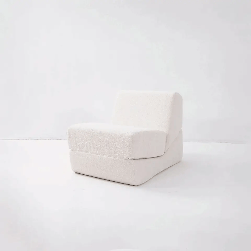 Off-White Boucle Convertible Lounge Chair – FYC1391OWHT