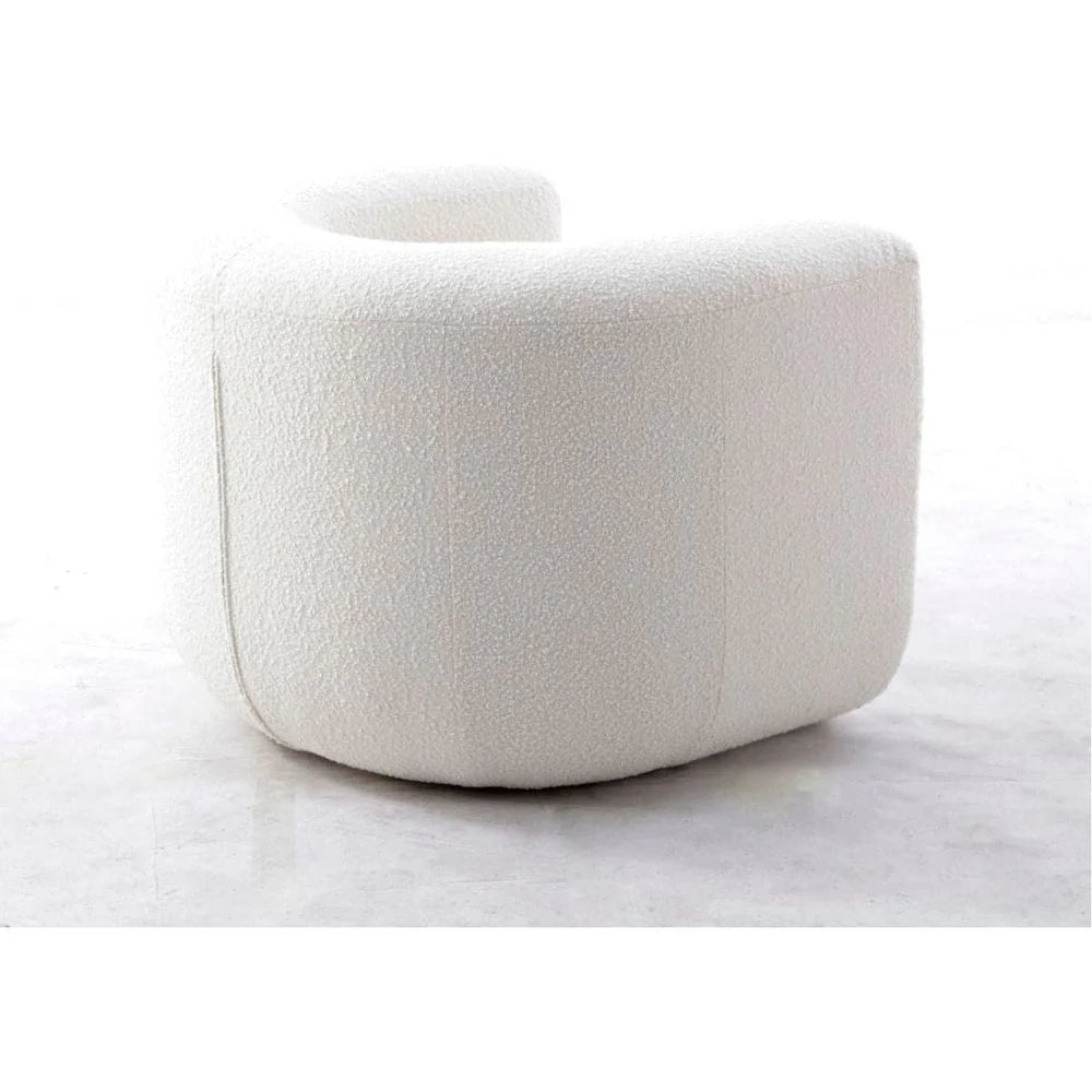Off-White Wood and Boucle Lounge Chair – FYS0071OWHT