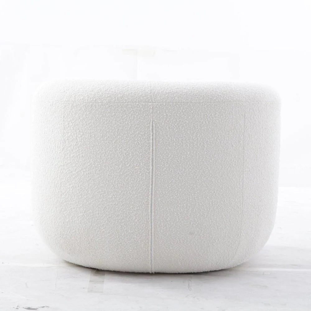 Off-White Wood and Boucle Lounge Chair – FYS0071OWHT