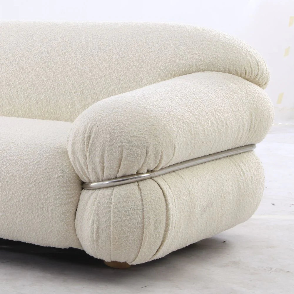 Off-White Boucle Sofa, 94.5-Inch