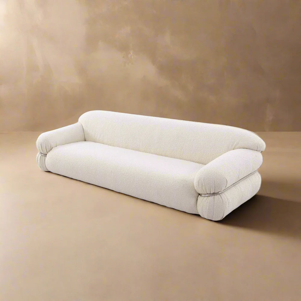 Off-White Boucle Sofa, 94.5-Inch