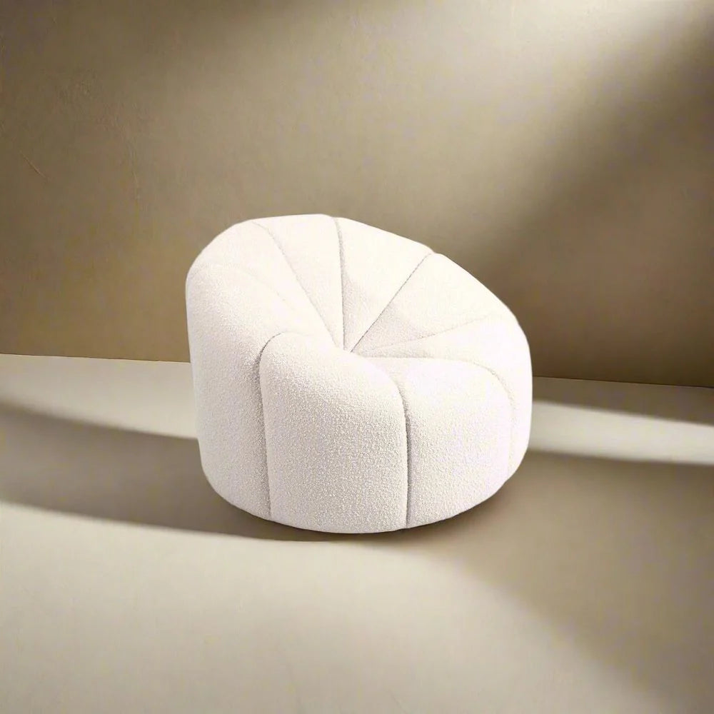 Stainless Steel and Wood Lounge Chair in Off-White and Black