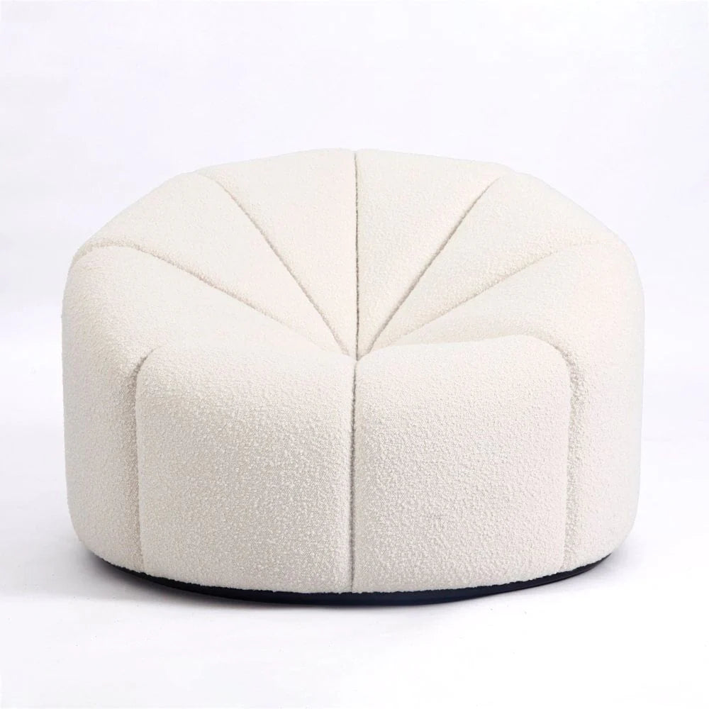 Stainless Steel and Wood Lounge Chair in Off-White and Black