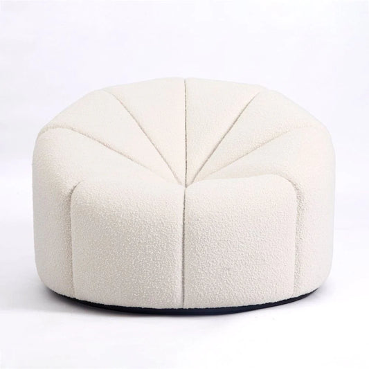 Stainless Steel and Wood Lounge Chair in Off-White and Black