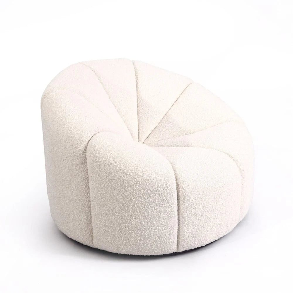 Stainless Steel and Wood Lounge Chair in Off-White and Black