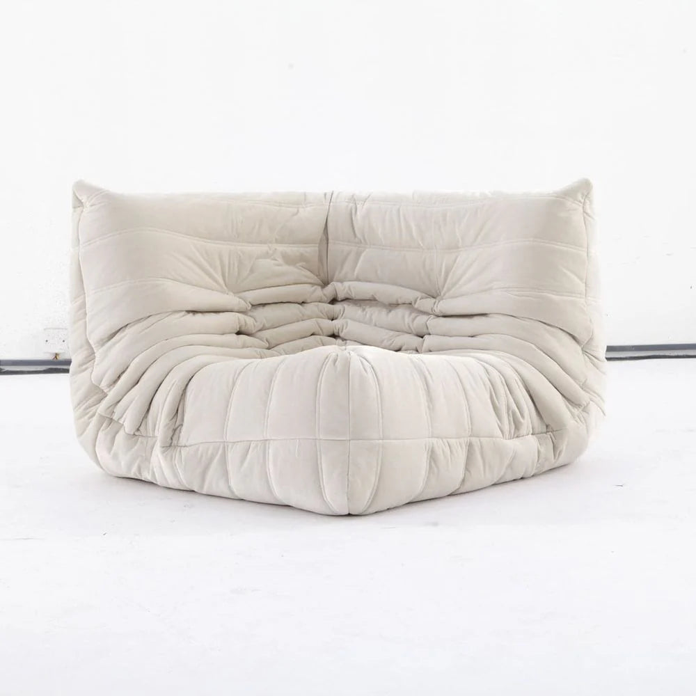 Ivory Velvet Sectional Corner Unit