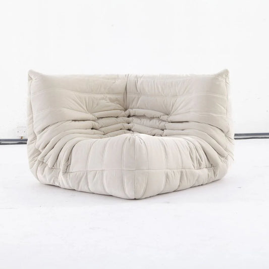 Ivory Velvet Sectional Corner Unit