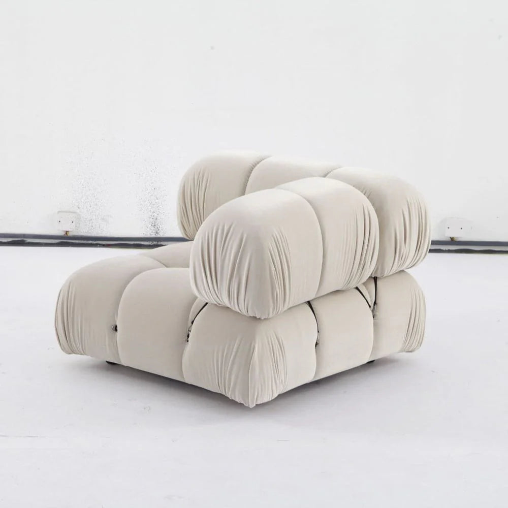 Beige Velvet Sectional Corner Unit