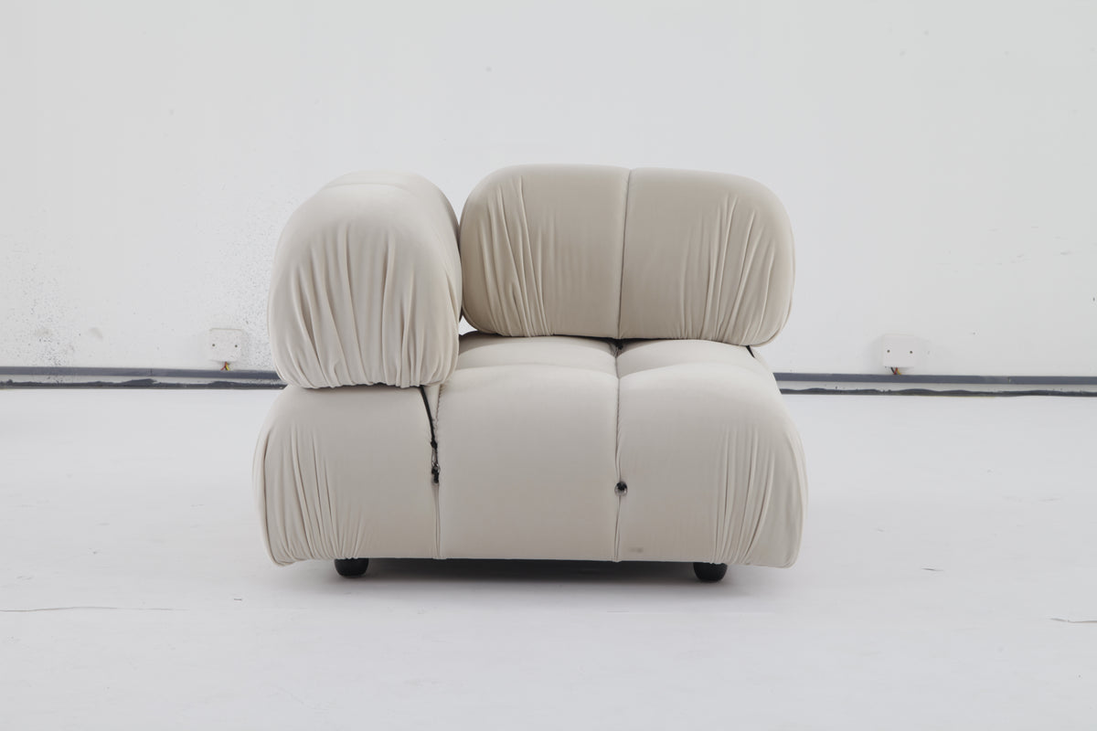 Beige Velvet Sectional Corner Unit