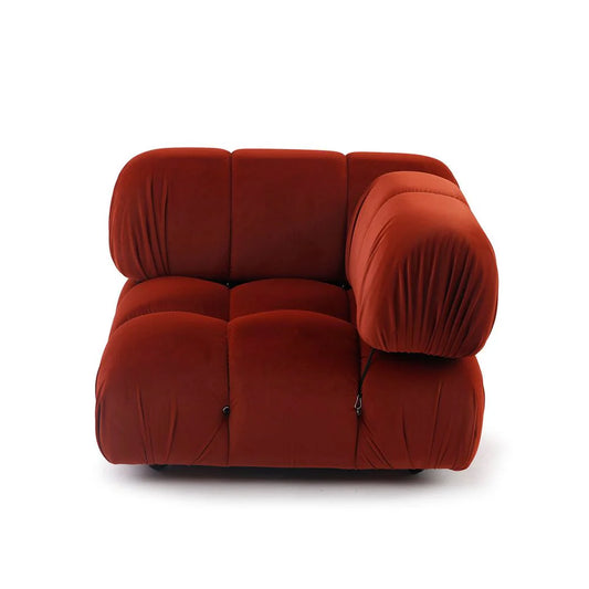 Orange Wood and Velvet Sectional Corner Unit