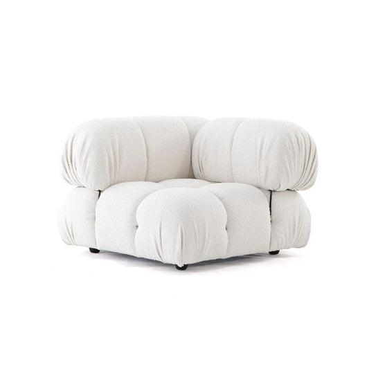 Off-White Wood and Velvet Sectional Corner Unit