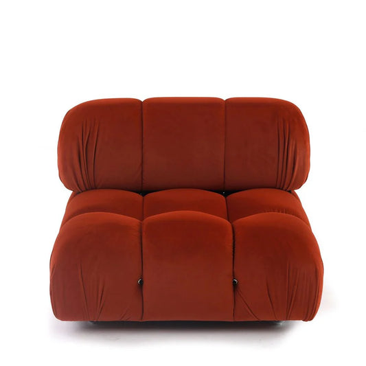 Orange Wood and Velvet Sectional Middle Unit