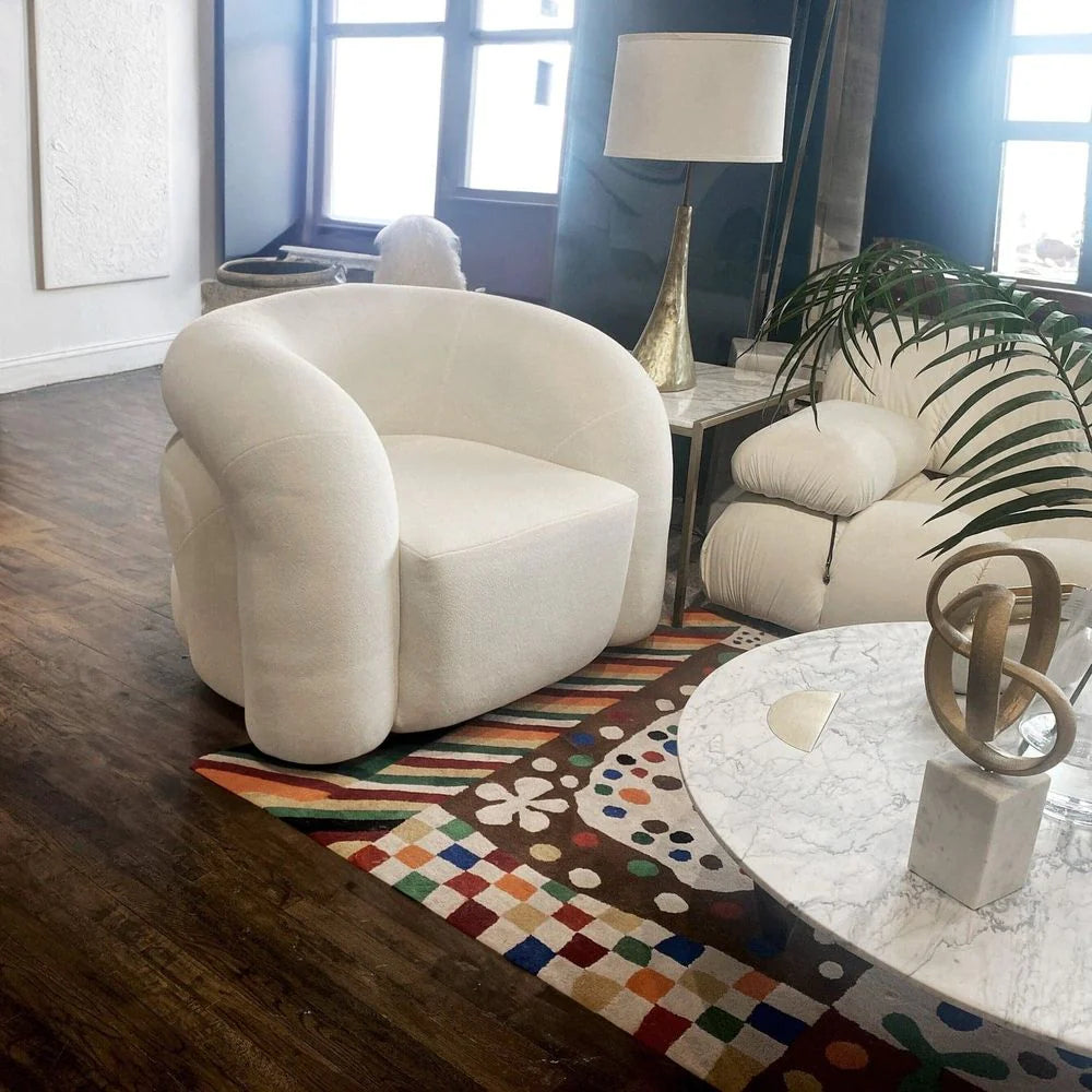 Ivory Fabric Lounge Chair