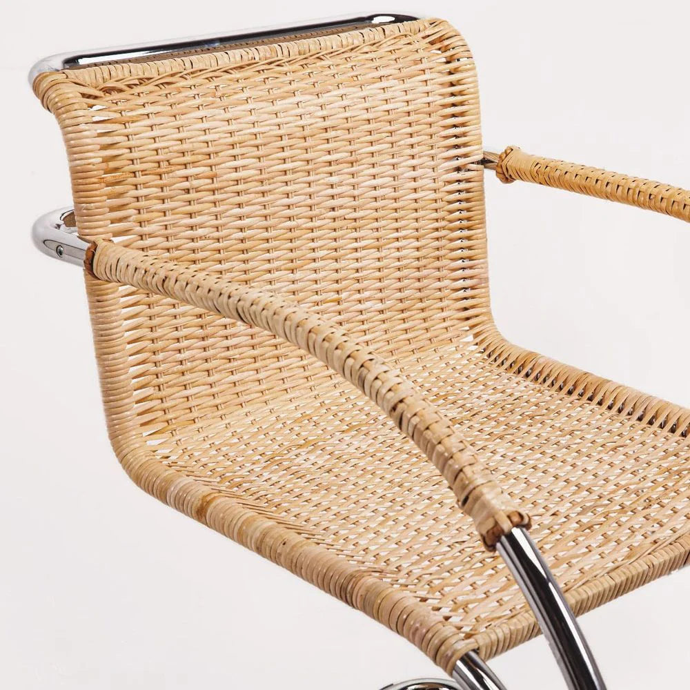 Steel Armchair in Natural and Chrome-Tone