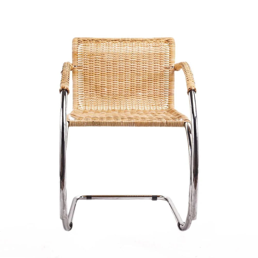 Steel Armchair in Natural and Chrome-Tone