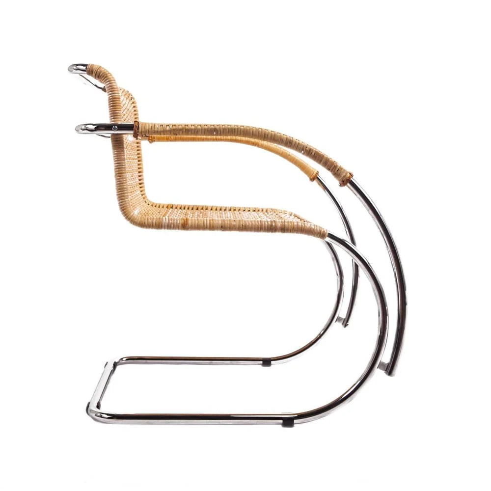 Steel Armchair in Natural and Chrome-Tone