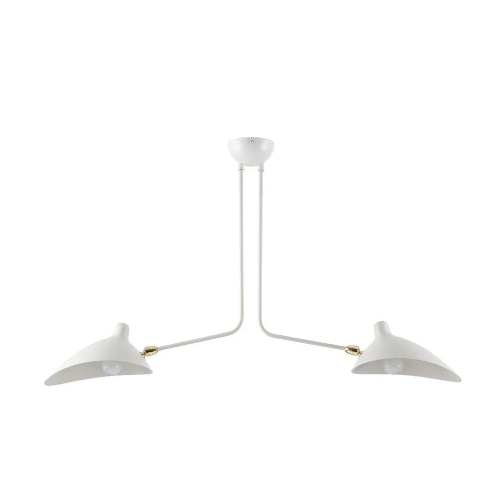 Matte White Solid Brass and Steel Ceiling Lamp