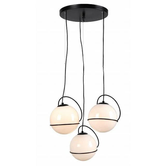 Matte Black Glass and Metal Pendant Light
