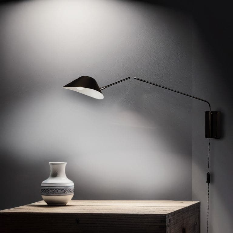 Black Steel and Aluminum Wall Sconce