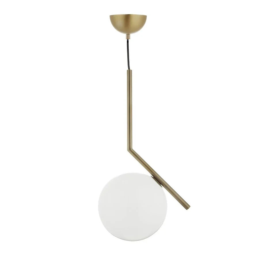 White Brass and Glass Pendant Light