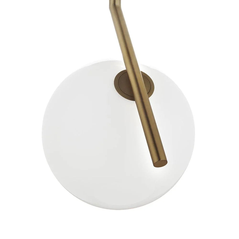 White Brass and Glass Pendant Light
