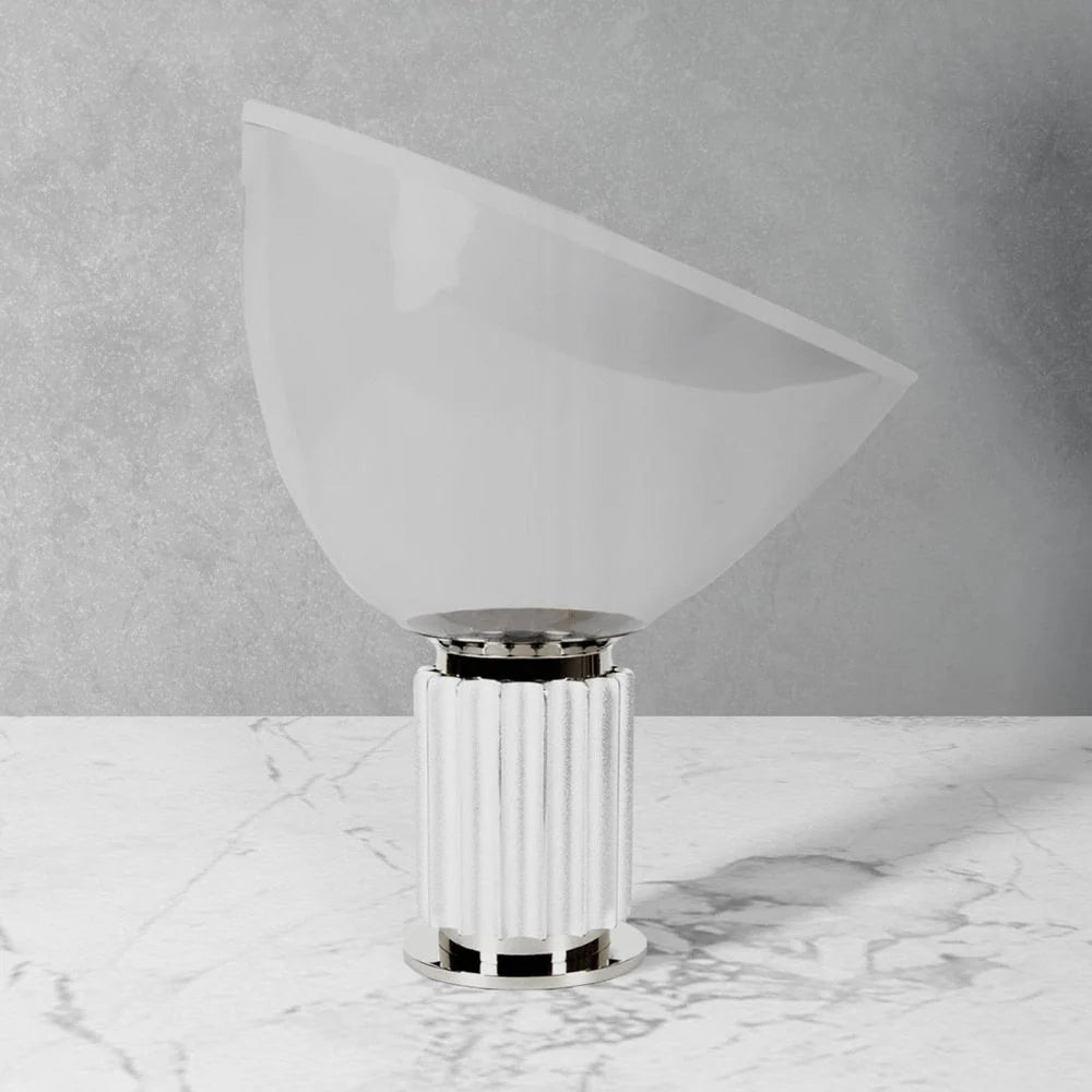 Iron Table Lamp in Silver-Tone and White