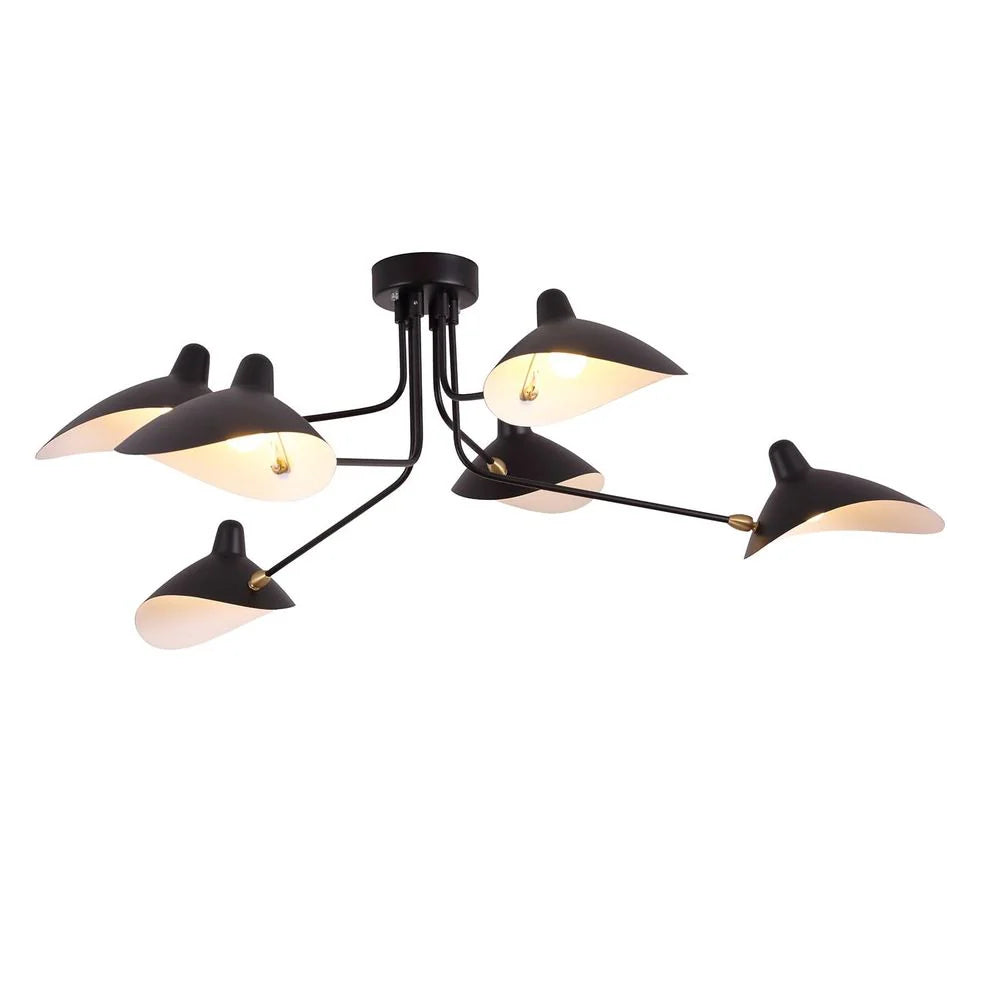 Black Brass and Iron Flush Mount Light