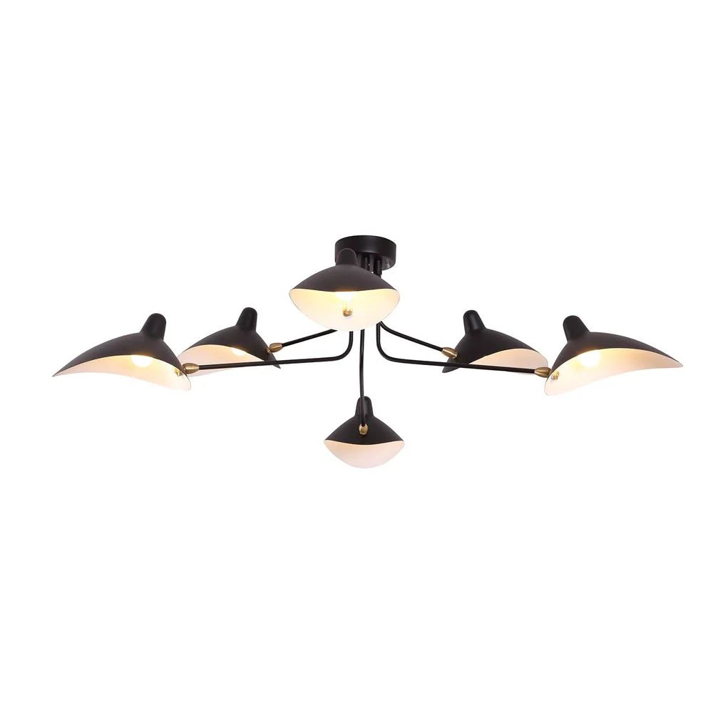 Black Brass and Iron Flush Mount Light