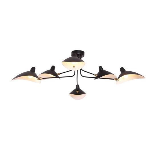 Black Brass and Iron Flush Mount Light