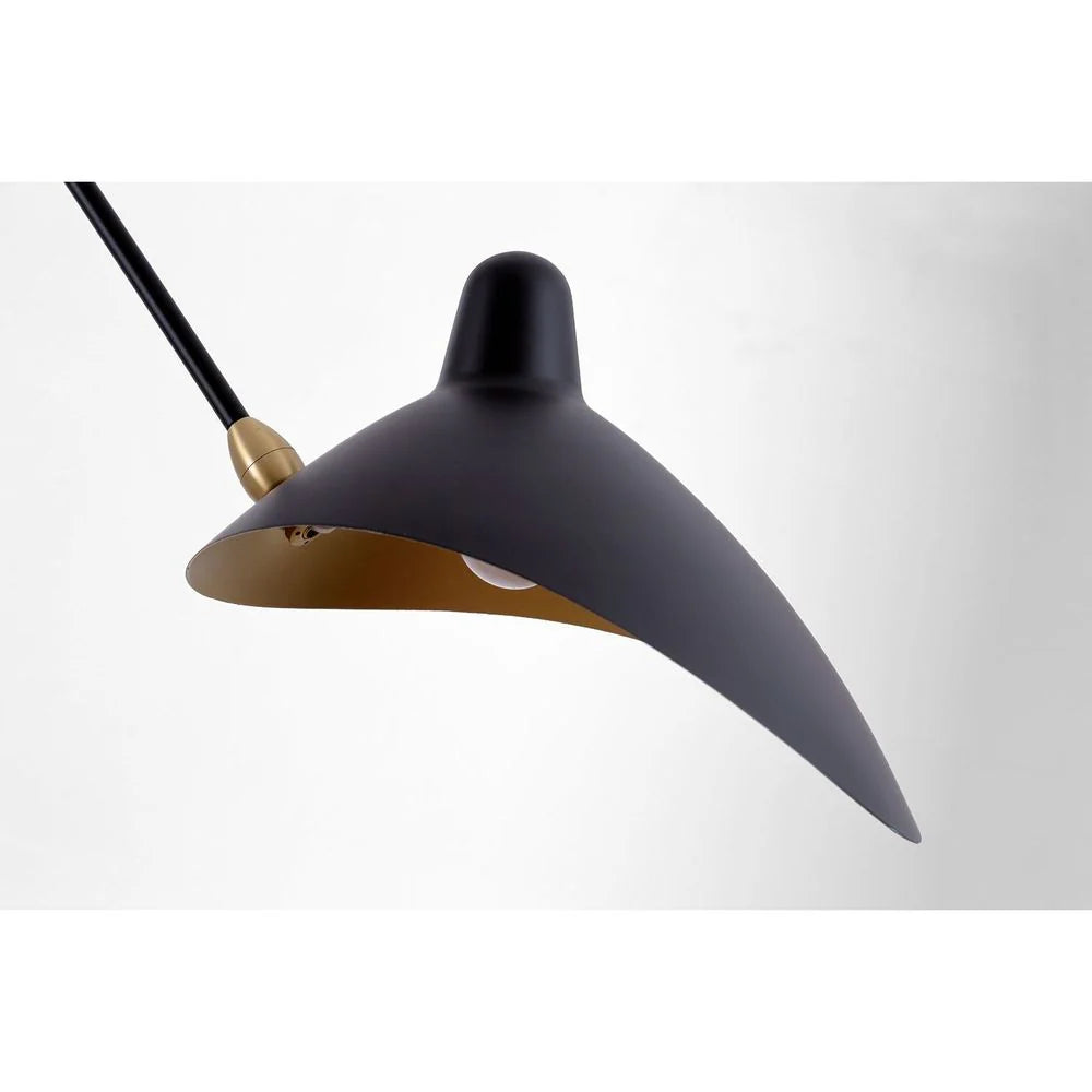 Brass and Iron Ceiling Lamp in Black and Gold-Tone