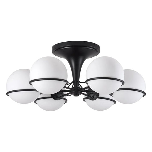 Matte Black Brass and Iron Flush Mount Light
