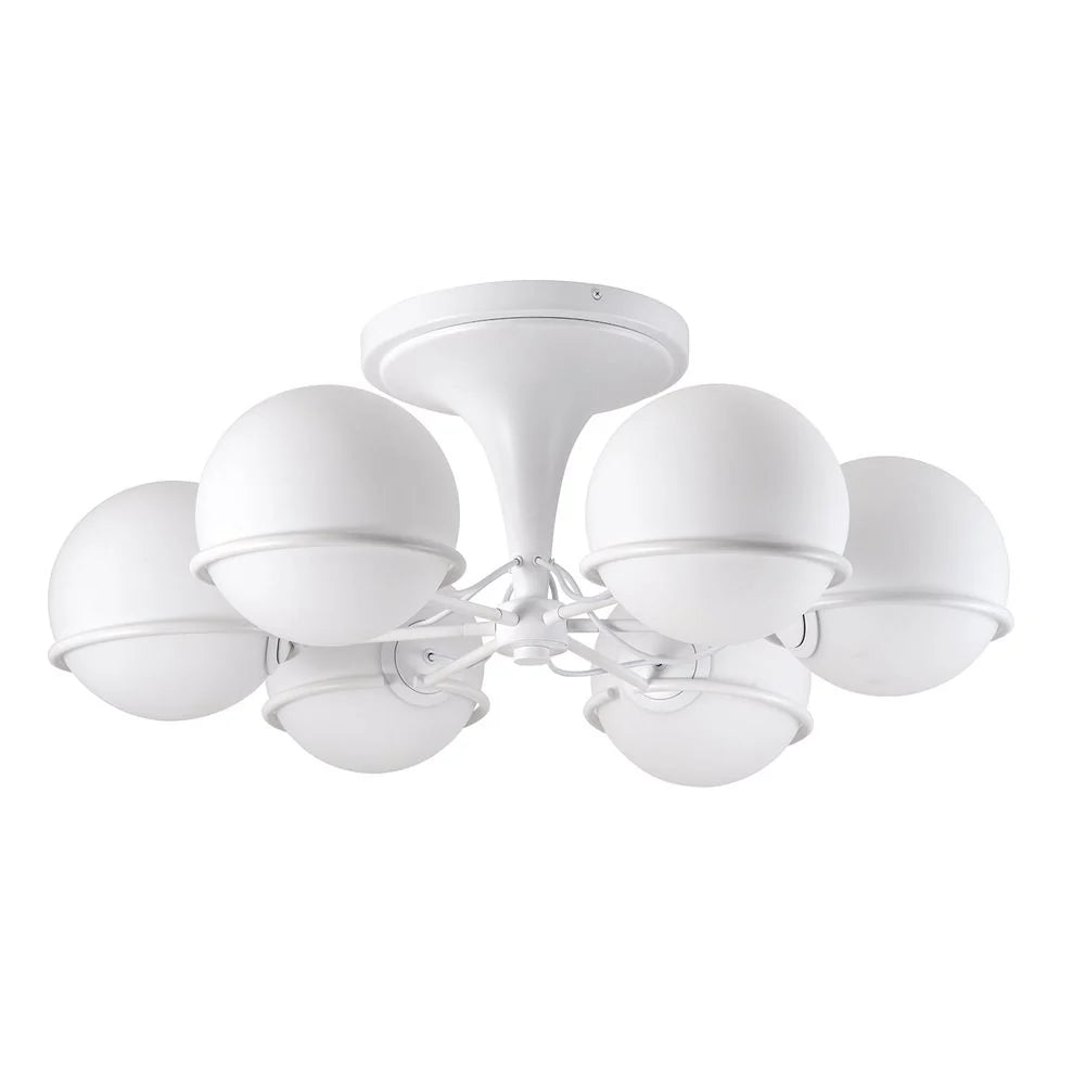 Matte White Glass and Metal Flush Mount Light