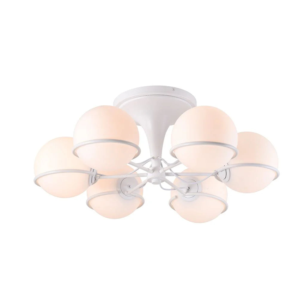Matte White Glass and Metal Flush Mount Light