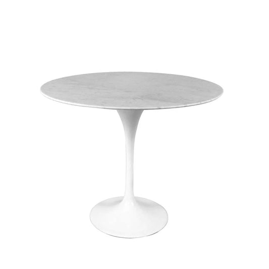 White Aluminum and Marble Side Table, 20-Inch