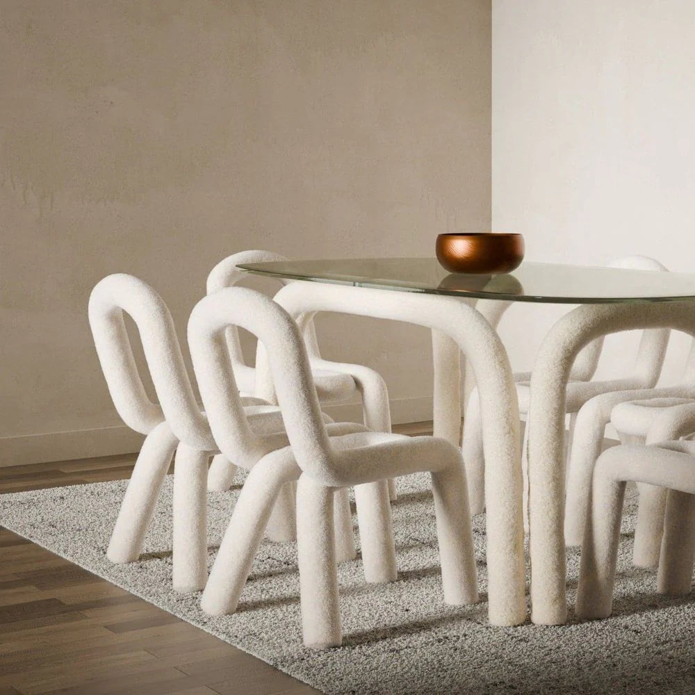 White Fabric Dining Side Chair