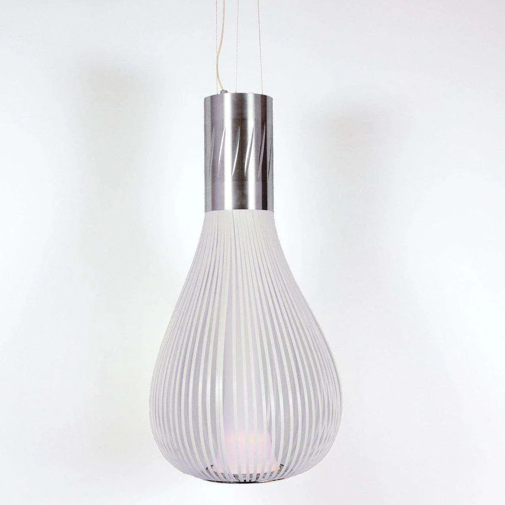 White Aluminum and Glass Pendant Light