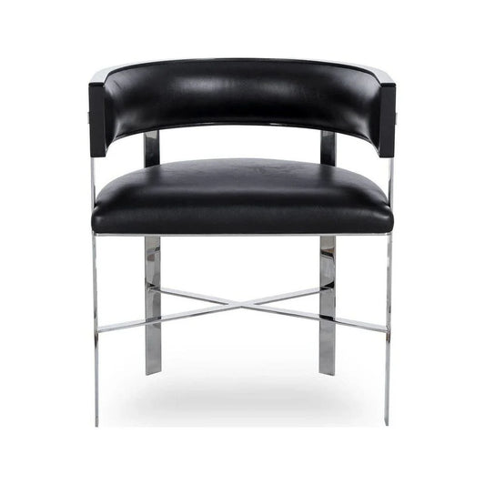 Stainless Steel and Beech Veneer Dining Chair in Black and Silver-Tone