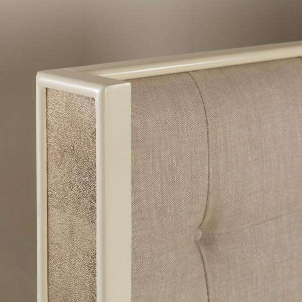 Gold-Tone Steel and Acacia Queen Bed, 64.5-Inch