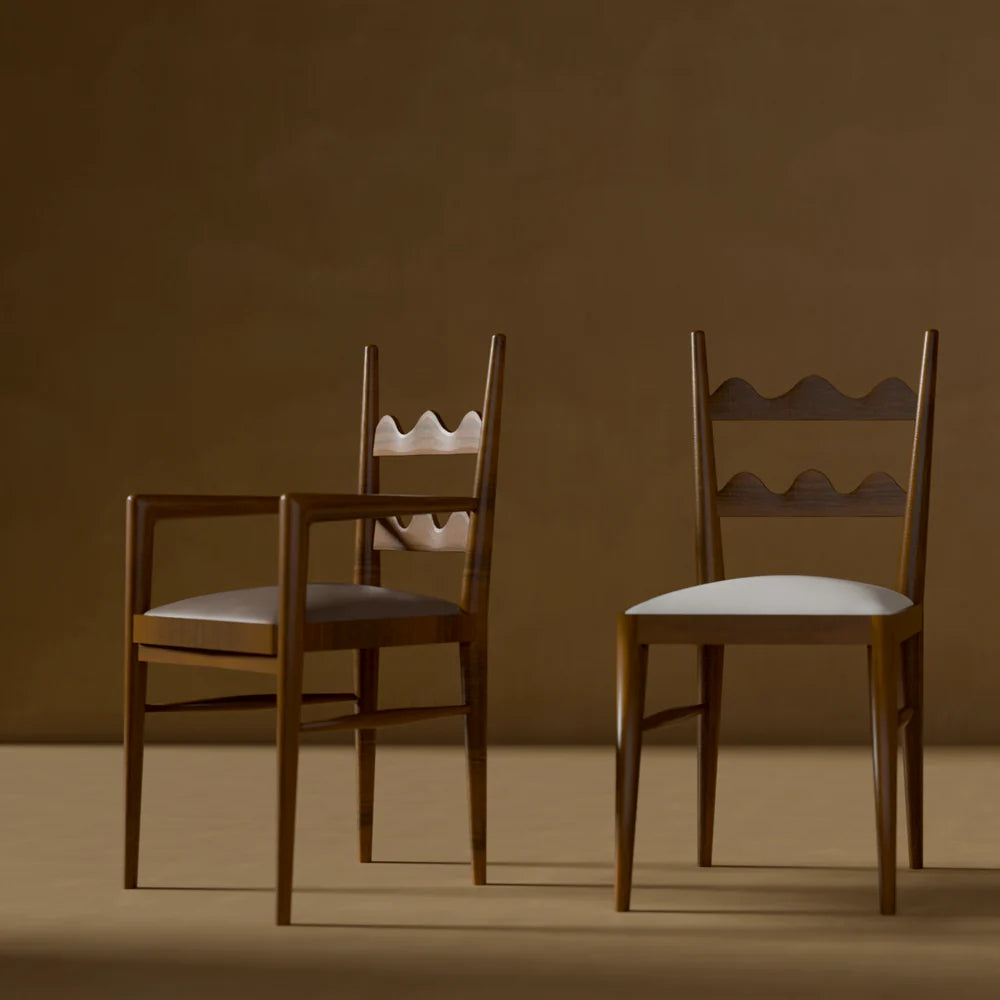 Natural Acacia and Fabric Dining Armchair
