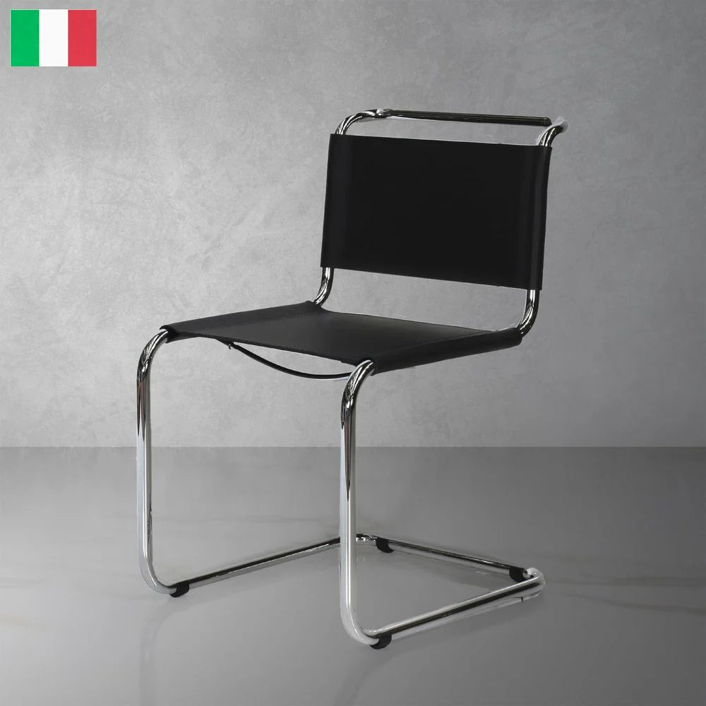Steel Dining Chair in Chrome-Tone and Black